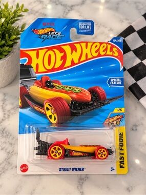 Hot Wheels Street Wiener Kids Toy Car - Red & Yellow